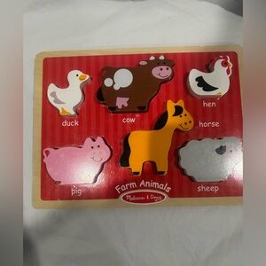 Melissa & Doug Farm Animals Puzzle with Pink, White, Orange, Brown